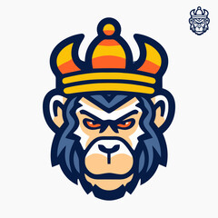 monkey head logo wearing crown