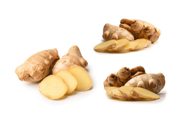 Ginger root isolated on white background.