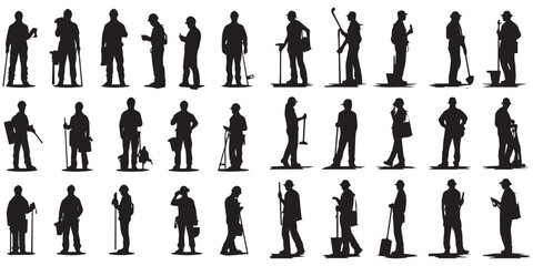 Set of silhouette Gardening man vector illustration