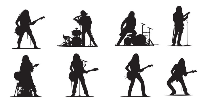 Set of Musician silhouette vector illustration