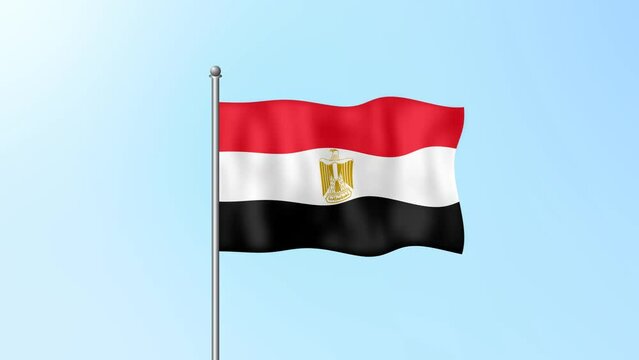 Egypt flag waving on beautiful clean blue sky footage background. 4k