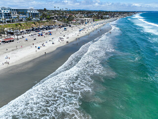 Oceanside, California, looking at the  Downtown on the Beach with the Pier in the Background along...