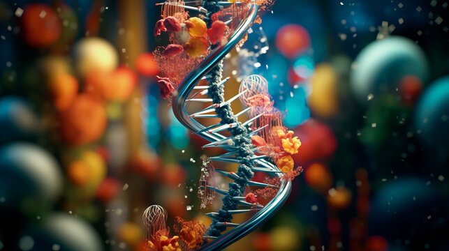Fototapeta  Illustration Showcasing DNA Gene Transformation. Generative AI.