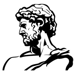 Renaissance art of an ancient unknown Italian trader black and white vector illustration, Italian statue black and white silhouette stock vector image