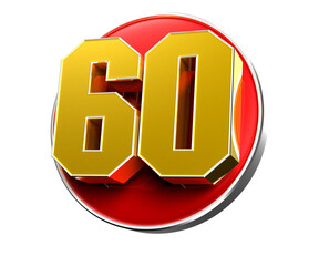 Obraz premium Number 60 yellow polygonal 3D illustration. Advertising signs. Product design. Product sales.