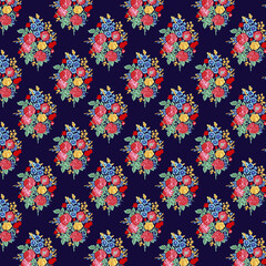 Fototapeta na wymiar background vector illustrationWatercolor floral seamless pattern on black background vector desgin textle.
