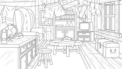 Vector illustration, cartoon room interior