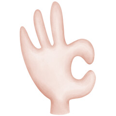 Hand drawn cute colorful cartoon OK hand illustration.