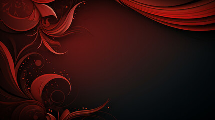 Empty modern dark banner. Red postcard with ornament border. Background with copy space. Generative AI