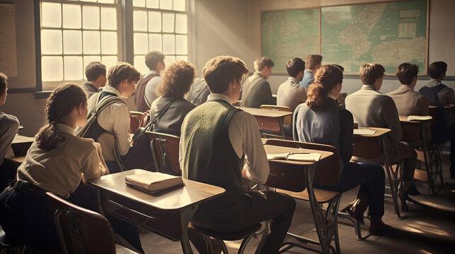 A Classroom Full Of Students Working Hard