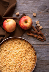 Apple pie, traditional homemade fruit cake with cinnamon