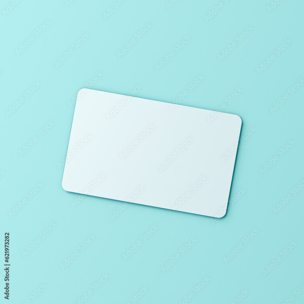 Aufkleber blank white business card isolated on blue green pastel color background with shadow minimal concept