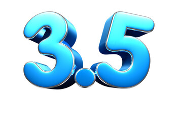 Sky blue 3 points 5 3d illustration sign. Advertising signs. Product design. Product sales.