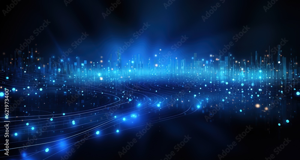 Poster sound waves oscillating with the glow of light, abstract technology background..