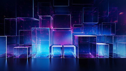 Abstract modern blue glass background. Stylish minimalist wallpaper, backdrop. Generative AI