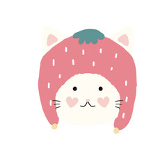Cat with strawberry head