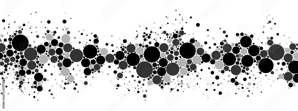 Poster vector abstract halftone mosaic background frame. texture of intertwining dots, balls, circles. chao