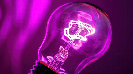 A close - up view of a neon light bulb's filament in a radiant magenta color, representing the creative and artistic essence of an individual idea.
