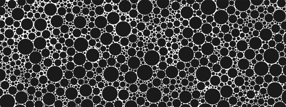 Abstract halftone mosaic vector background. Texture of intertwining dots, balls, circles. Chaotic hypnosis pattern. Poster for technology, business, medicine, presentations, computer screensaver.
