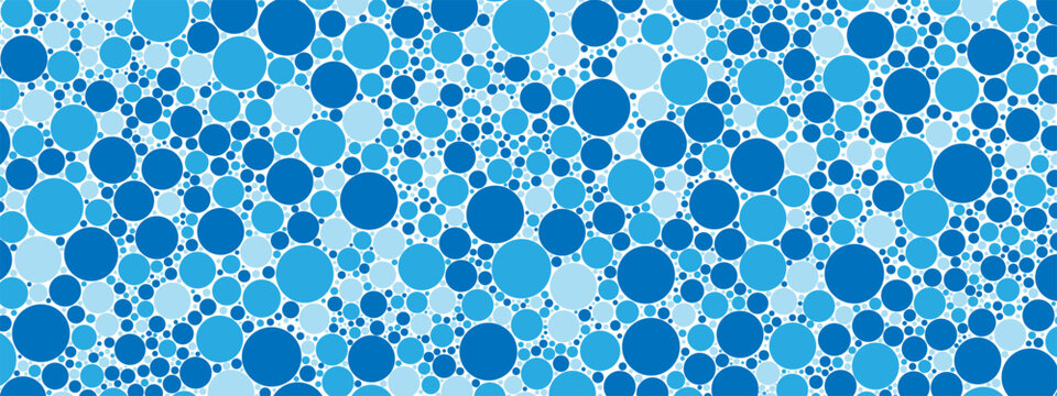 Abstract blue mosaic vector background. Texture of intertwining dots, balls, circles. Chaotic hypnosis pattern. Poster for technology, business, medicine, presentations, computer screensaver.