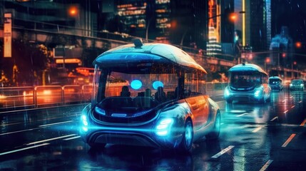 Autonomous transportation systems with self - driving vehicles and robotic taxis.