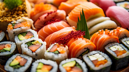 Closeup shot of a sushis. Food Wallpaper. 