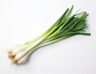 Green onion isolated on the white background. Created with Generative AI technology.