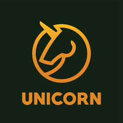 Unicorn circle line logo design. abstract sign, symbol or logo template.