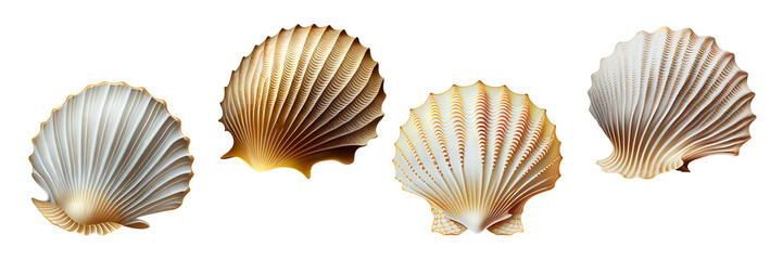Scallop shell on transparent background, generative ai