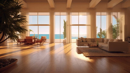 Modern and elegance villa interior with a Wonderful view of the ocean