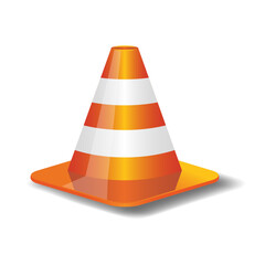 Vector image of the traffic cone with a shadow isolated on the white background.