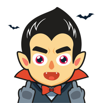 A Vampire is showing Middle Fingers. Isolated Vector Illustration