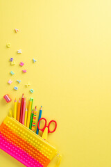 Step into the realm of education with captivating top vertical photograph featuring a child's...