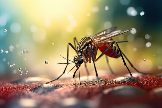 Closeup macro shot of Aedes Aegypti mosquito, Dengue outbreak in Dhaka, Bangladesh