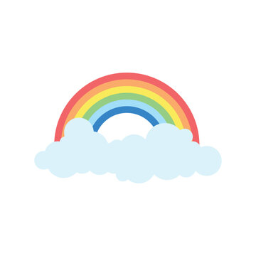 rainbow element with cloud vector illustration