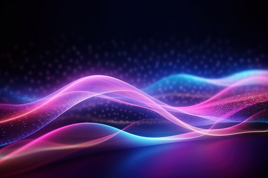 abstract futuristic background with pink blue purple glowing neon moving high speed wave lines honeycomb and bokeh lights. Data transfer concept Fantastic wallpaper © ChickyKai