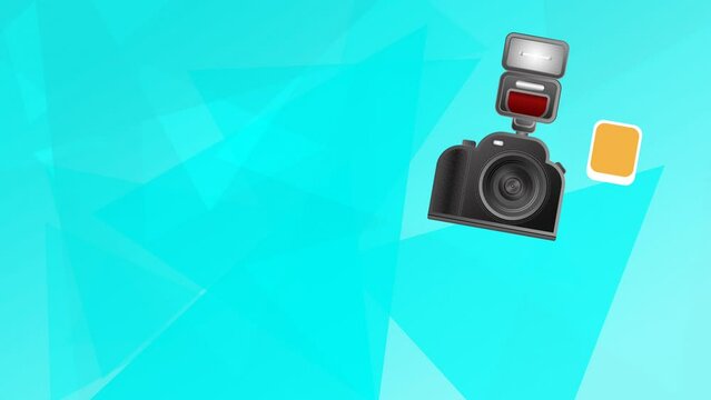 world photography day animated clip with black camera clicking photo motion animation.