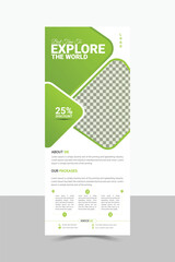 Travel Agency Rollup Banner Design Template, Tourist Rollup Layout. 