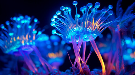 Bioluminescent Marvel: Image of a Genetically Modified Organism Glowing. Generative AI.