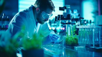 Scientific Precision: Laboratory Technician Extracting Plant DNA with Care. Generative AI.