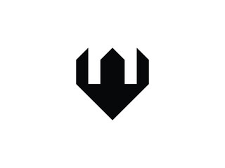 abstract letter W building logo design