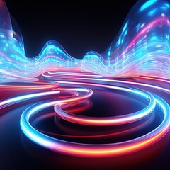 abstract futuristic background with pink blue glowing neon moving high speed wave lines and bokeh lights. Data transfer concept Fantastic wallpaper,