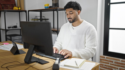 African american man business worker using computer at office