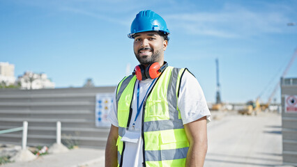 African american man builder smiling confident standing at street