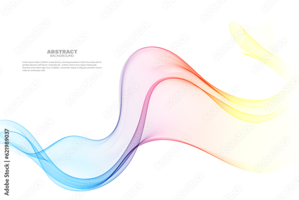 Poster abstract background of smooth colored lines on a white background.rainbow color, design element.