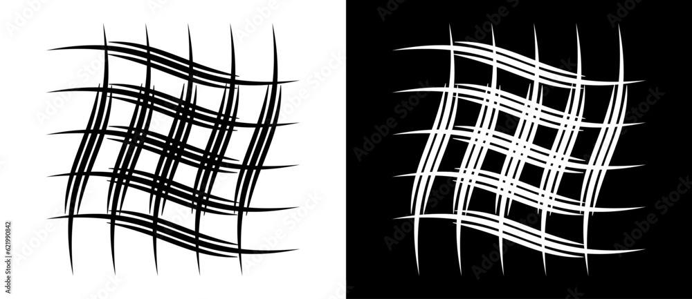 Poster abstract background with dynamic lines like wave. black lines on a white background and white lines 