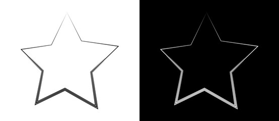 Abstract background with dynamic lines in star shape. Black lines on a white background and white lines on the black side.