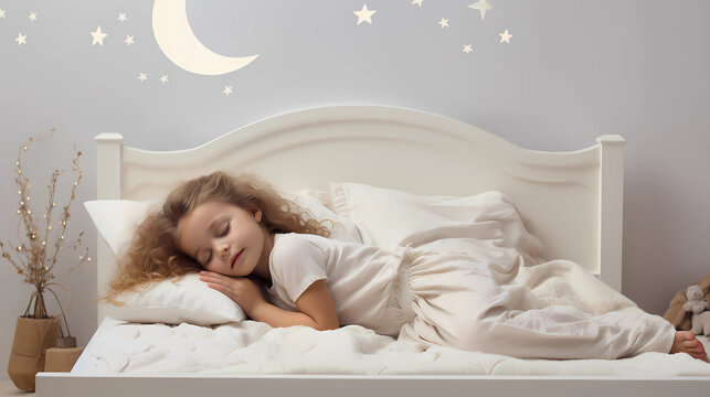 little girl nude sleeping Cute little girl sleeping in bed at home. Generative AI. Stock Photo |  Adobe Stock