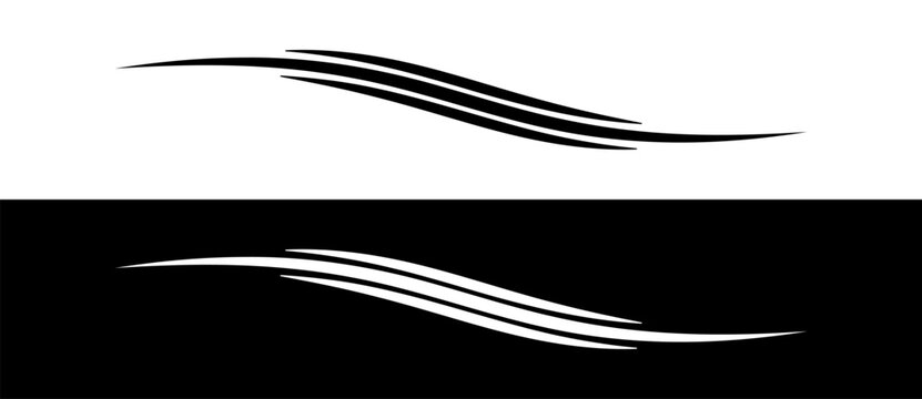 Abstract background with dynamic lines like wave. Black lines on a white background and white lines on the black side.