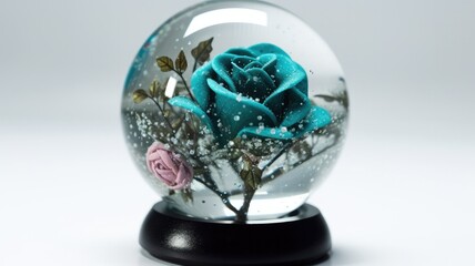 beautiful flowers enclosed in a glass sphere